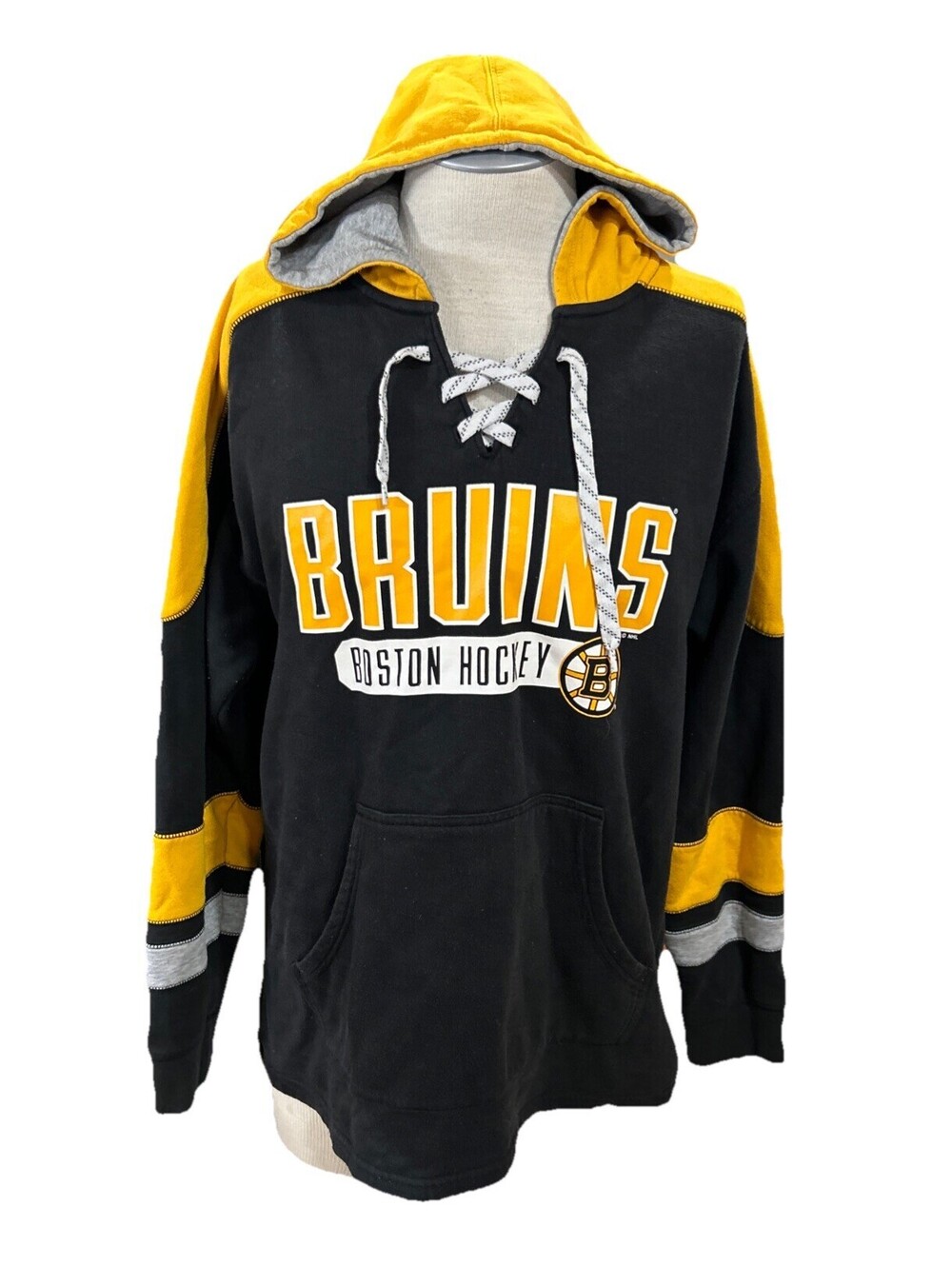Champion mens hoodie boston bruins hockey Large black yellow Sweatshirt NHL